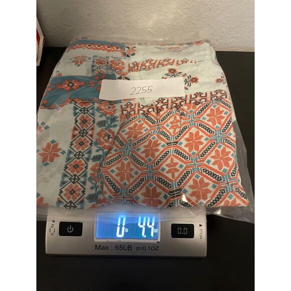 Coldwater Creek Shirt Womens 1X White Orange Blue Boho Print Peasant Lightweight - Picture 8 of 8